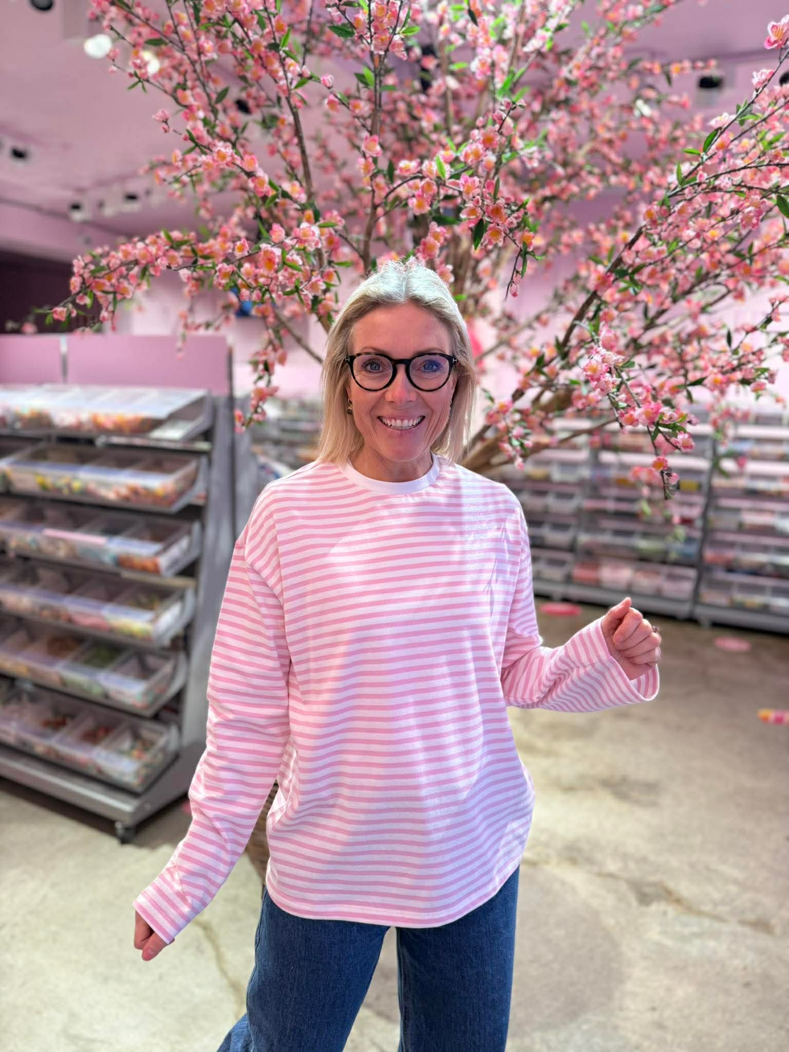 PCSADIE T-Shirt - lyserød strib